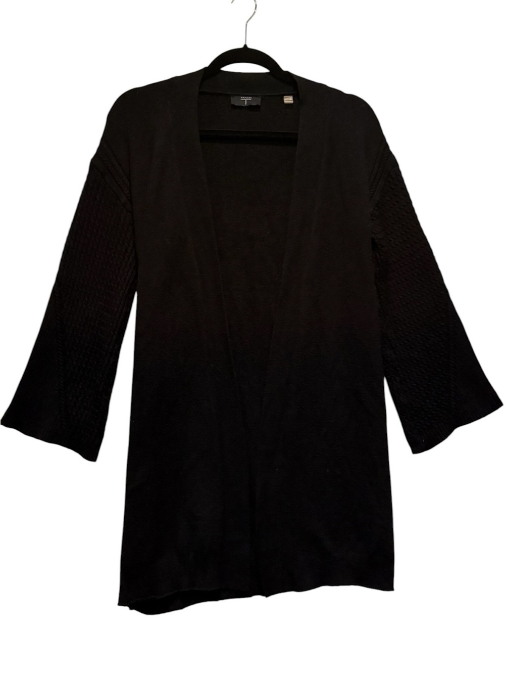 Tahari - Women's Cardigan. sweater fluted Long Sleeve. Size Small. Blended Black